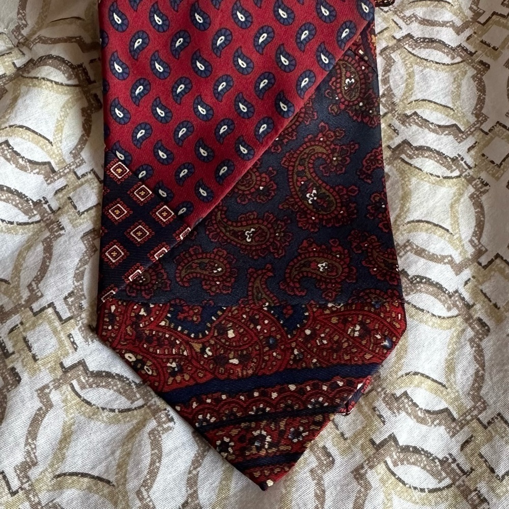 Robert Talbott Patchwork Red & Blue Tie Long & Wi… - image 4